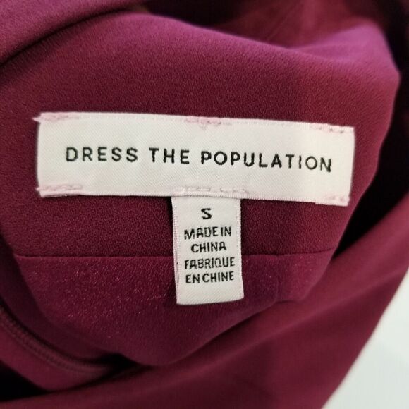 Dress the Population Women Emme Back Bow Sheath Cocktail Dress Size S Wine - Picture 7 of 8